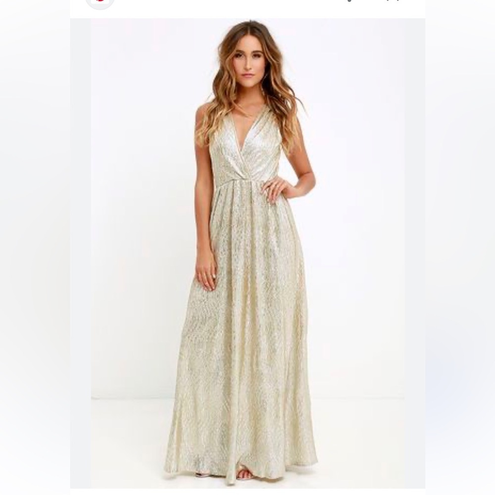 Lulu's Shimmering Gold Maxi Dress
